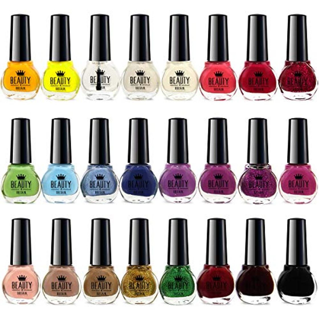 Social Set de 24 Esmalte de uñas 24 colores diferentes Botella moderna de