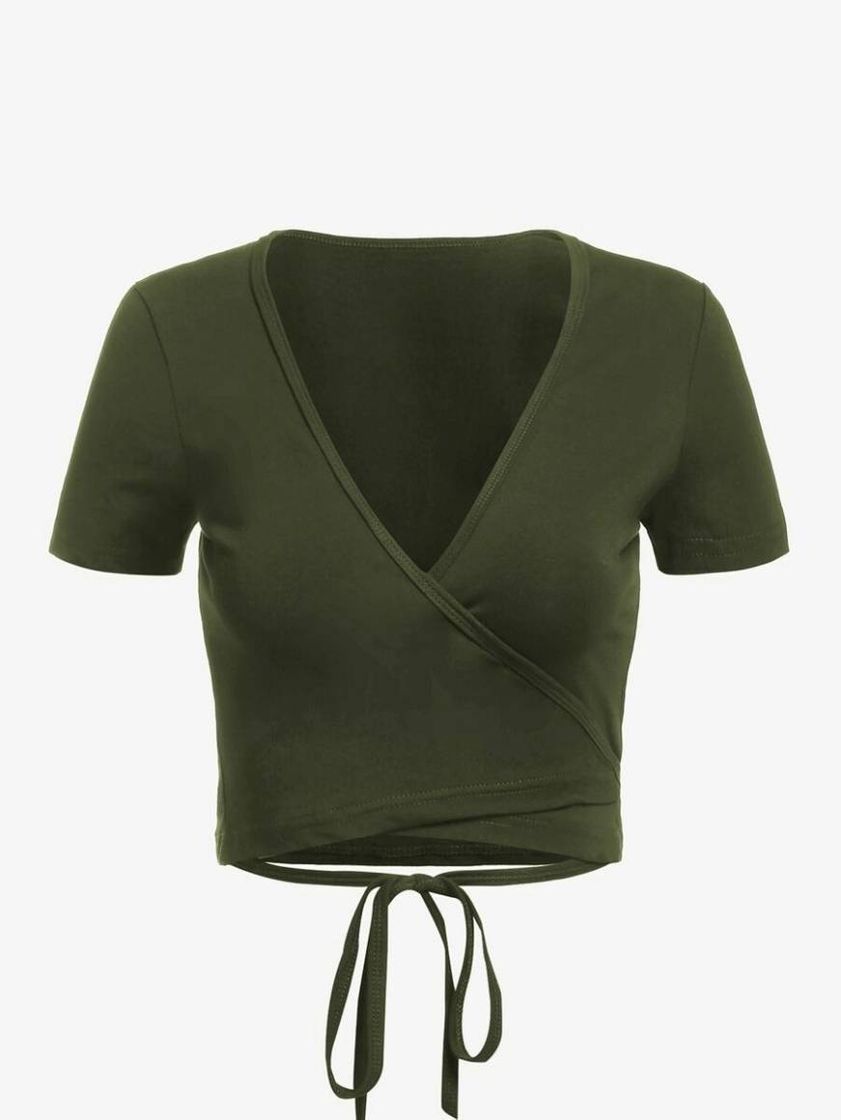 Fashion Verde de Exercício Nó Simples Casual Tops