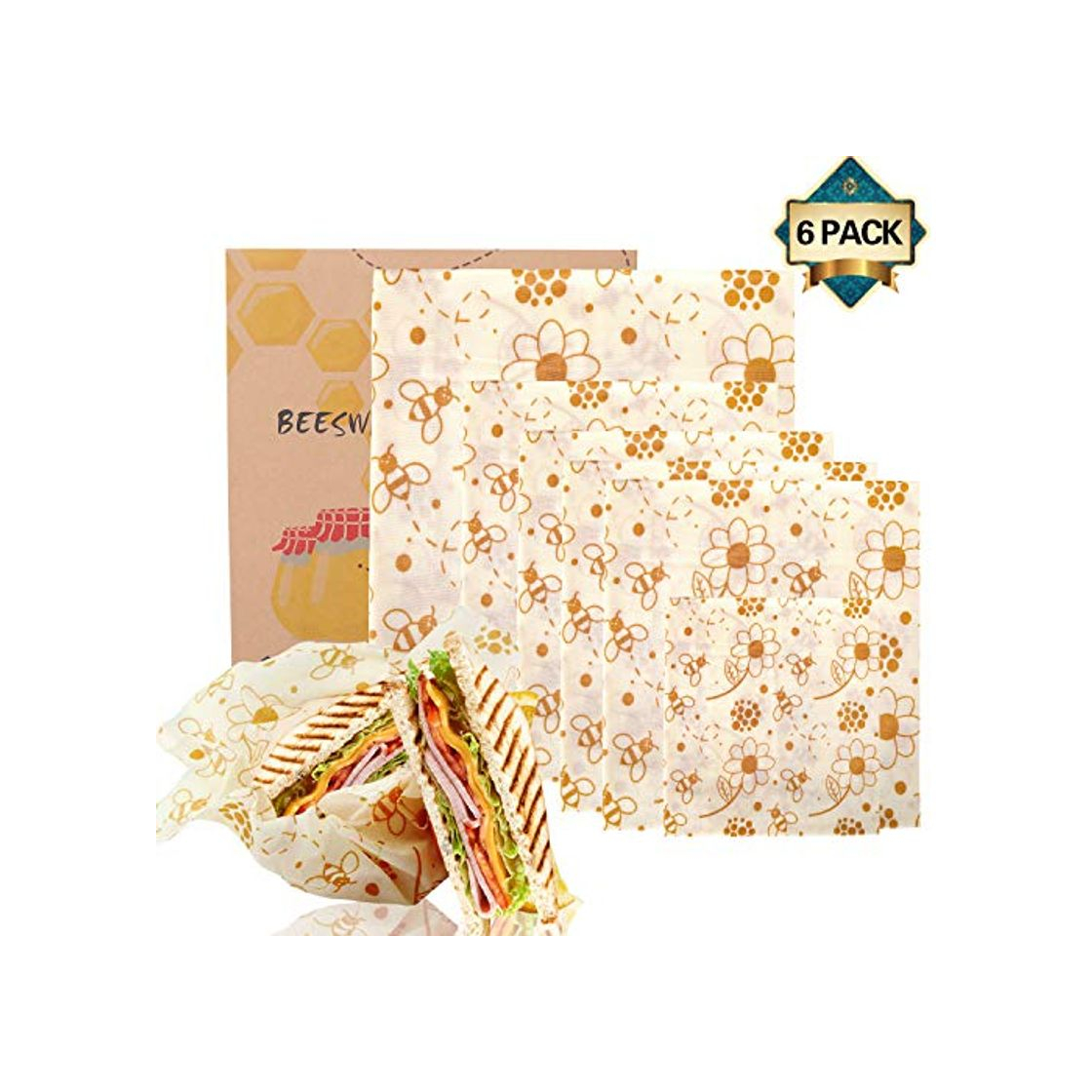 Home Envoltorio Cera De Abeja,bee's wrap reutilizable paquete de 6 Paquete de envoltorios