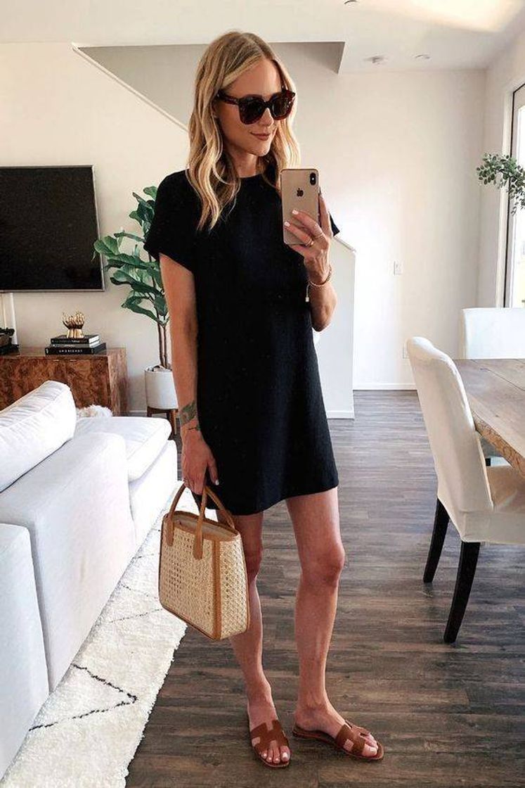 Marca Amazon - find. Vestido Corto Cruzado de Algodón Mujer, Negro