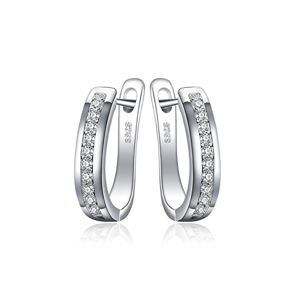 Social JewelryPalace Pendientes de Aro Eternidad Zirconia Cúbica Boda Huggie Con Canal Conjunto Plata de ley 925