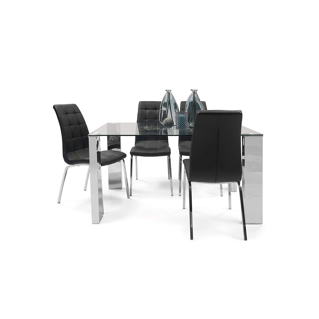 Social TecTake Conjunto de Mesa y 6 sillas de Comedor (Negro