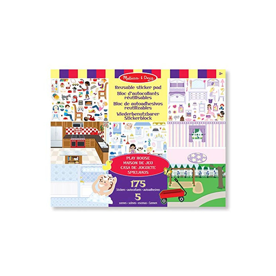 Social Melissa & Doug - Casa de juguete, bloc de autoadhesivos reutilizables