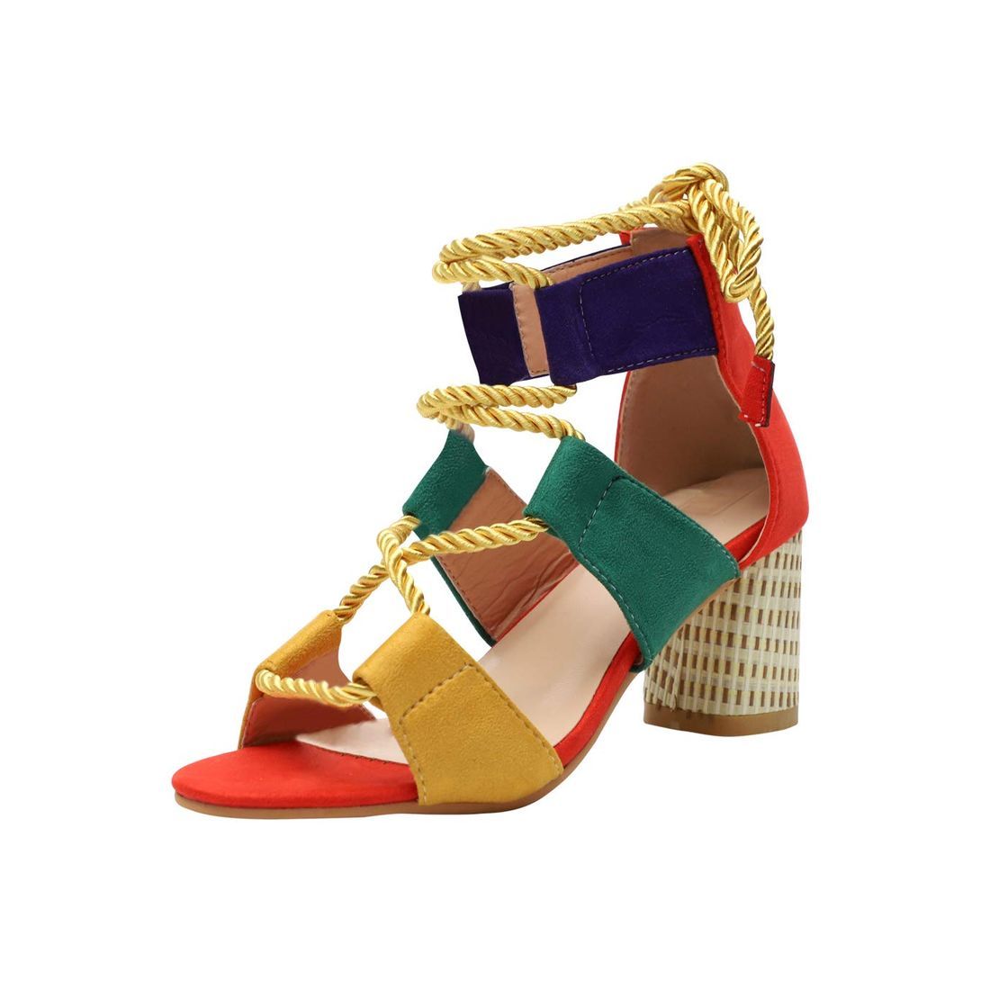 Social Sandalias Mujer Verano 2019 Tacon Alto 6.5CM Sandalias Romanas Cuerda De Cáñamo