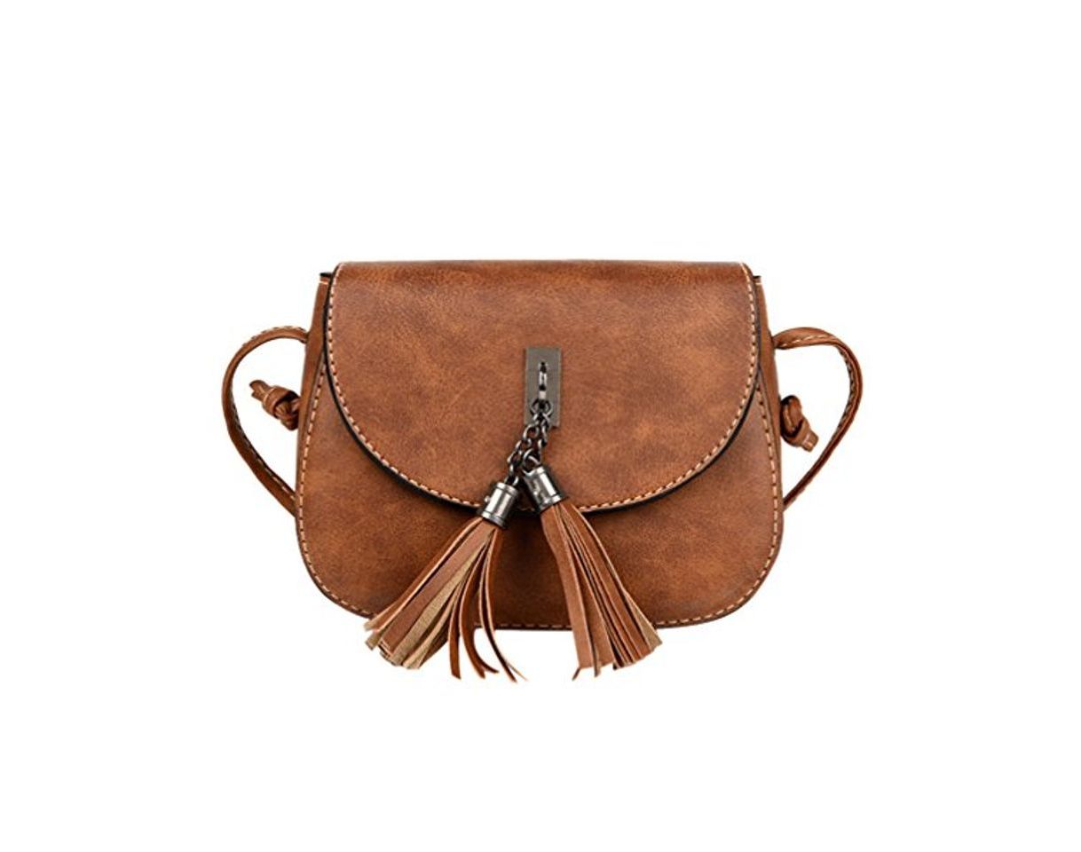 Fashion ESAILQ Bolso De Hombro Cuero Bolsa De Mano de Mini Marron Para Mujer