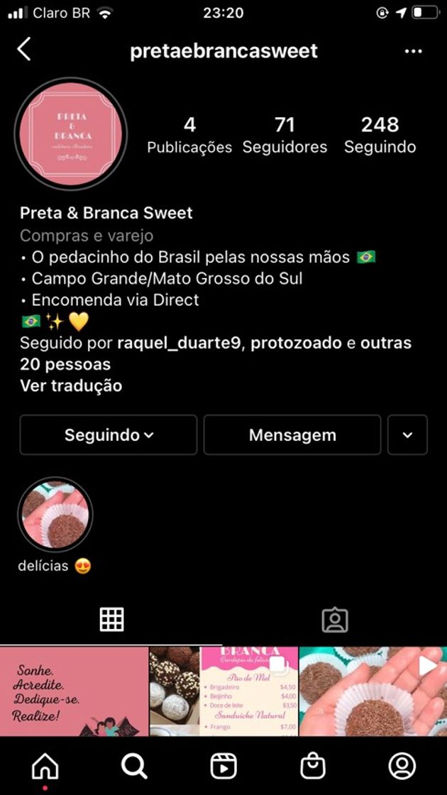 Moda Minha doceria Preta&BrancaSweet 