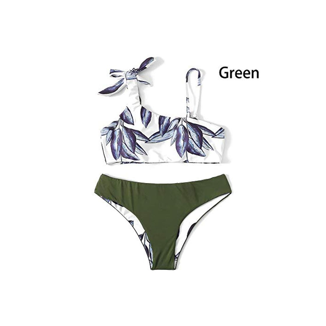 Products Bikini Yeabiu Print Leaf Bikini Set Tanga Acolchada Traje De Baño Hombro Lazo Bikini Traje De Baño Mujeres Bandeau Bikinis Traje De Baño Traje De Baño S Verde