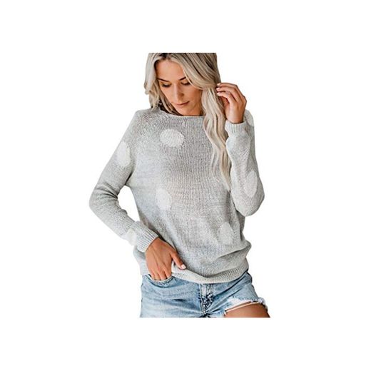 Suéteres Elegante de Cuello Redondo de Manga Larga para Mujer Camisa de