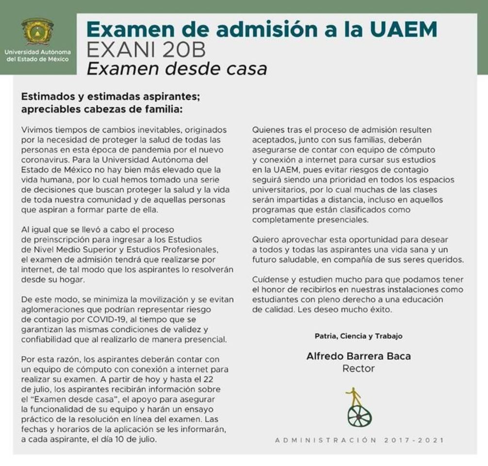 Moda Exámen de admisión a la @UAEM_MX
