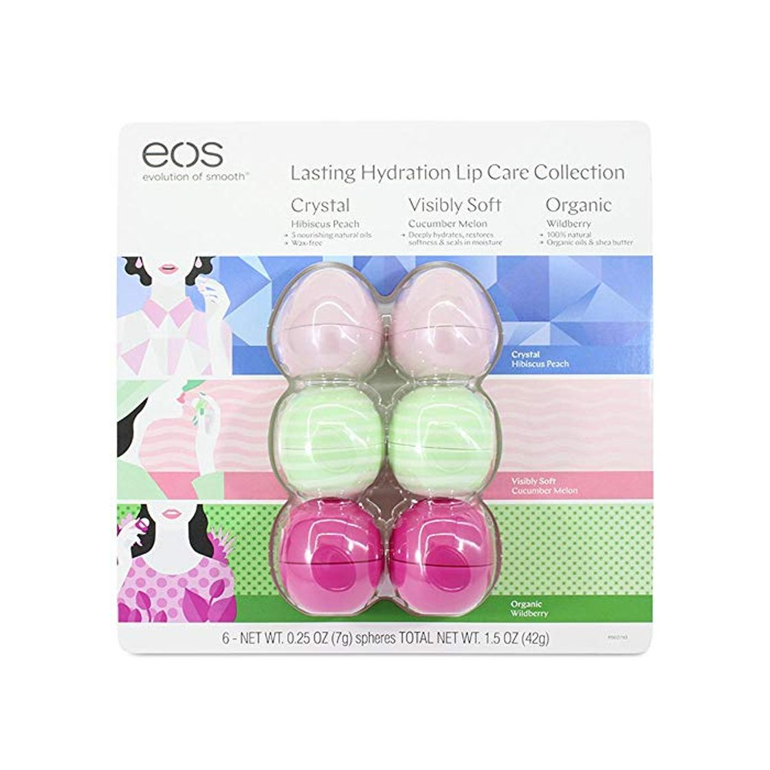 Beauty Eos Balsamo de labios Evolution Of Smooth, hidratacion duradera, 6 unidades