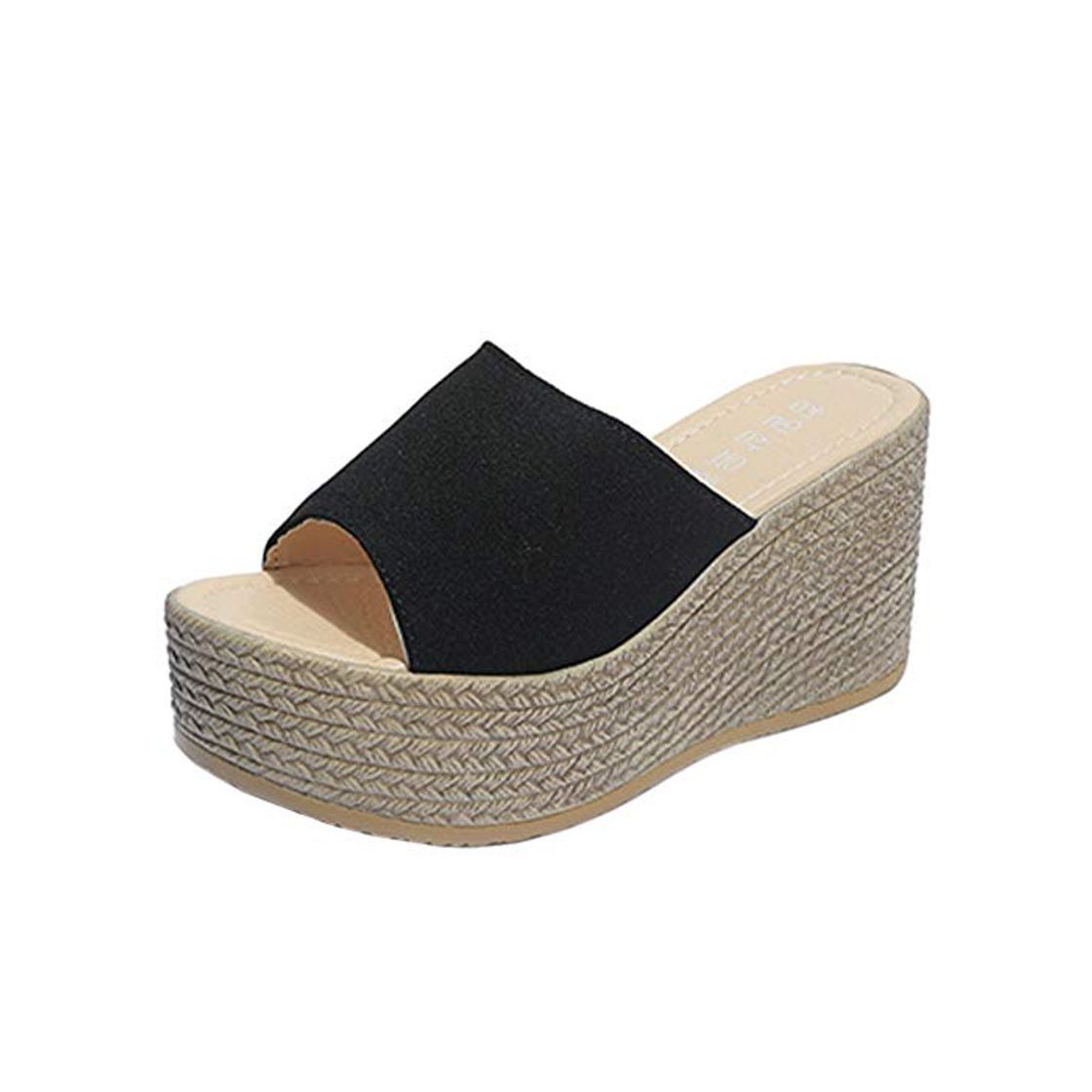 Producto COOLCEPT Mujer Moda Mulas Tacón De Cuña Slides Sandalias Plataforma Verano Zapatos Tacon Alto Sandalias Sin Cordones Black Talla 34 Asian