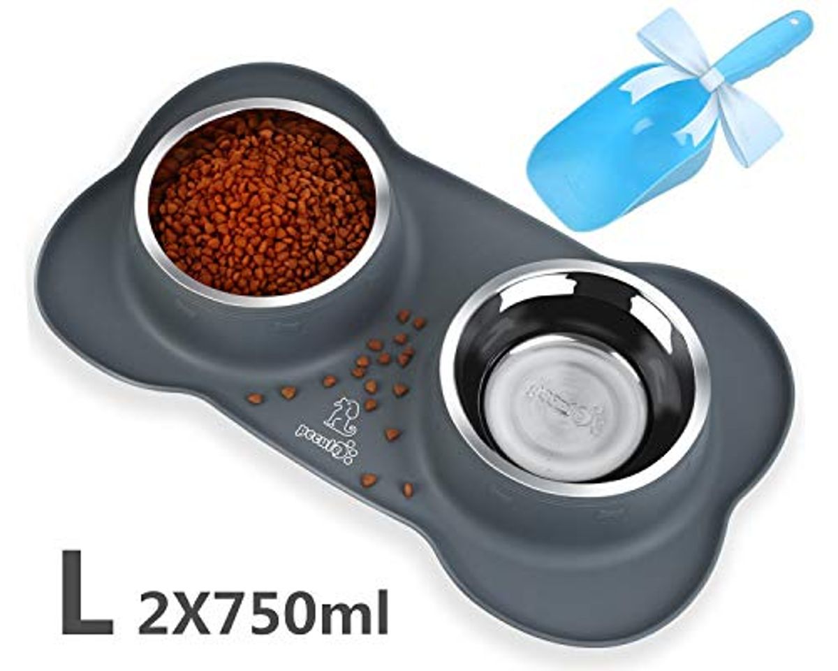 Social Pecute Comedero para Perro Gato y Mascotas de Acero Inoxidable 1500ml con