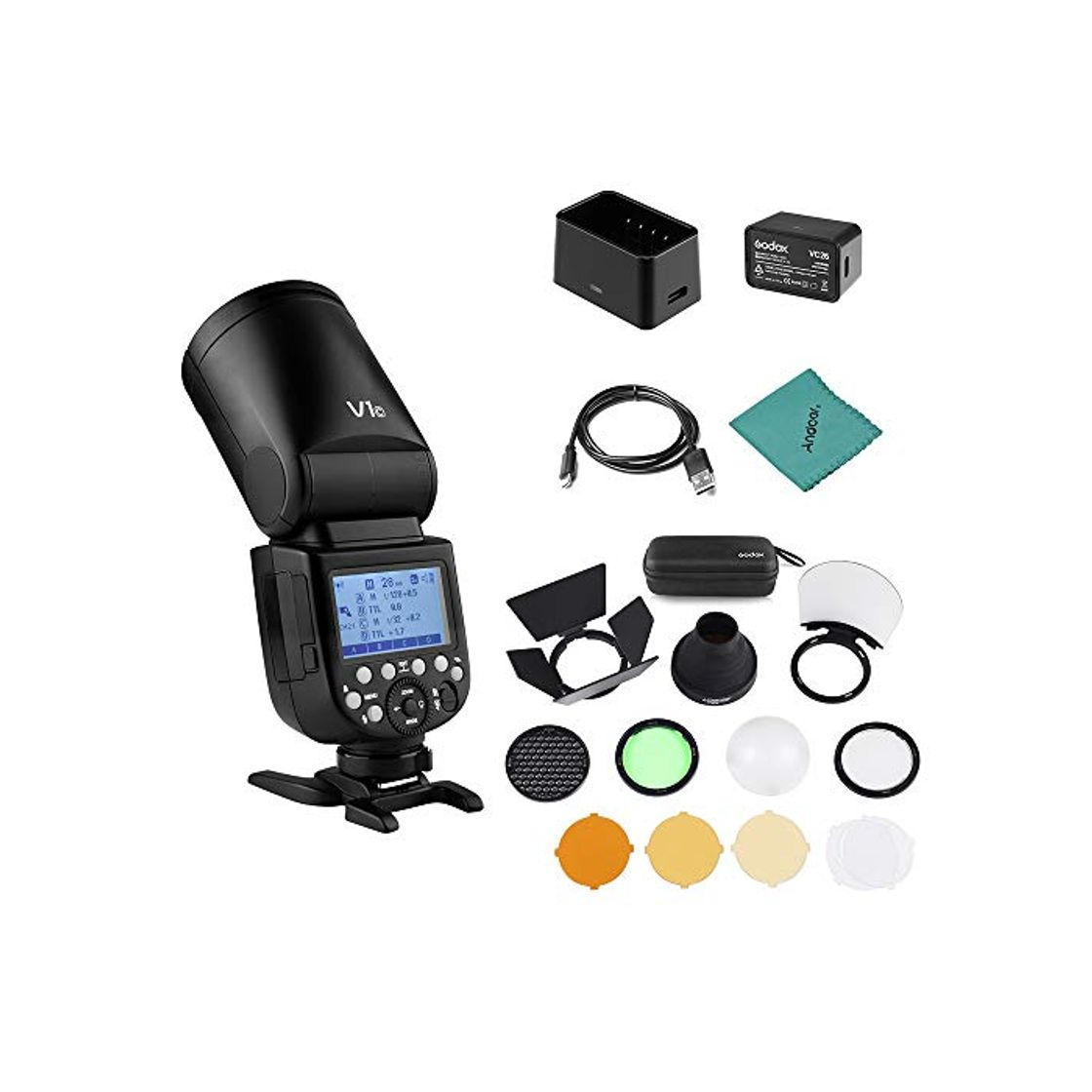 Productos Godox V1C Flash de cámara Speedlite Speedlight Cabeza Redonda inalámbrica 2.4G Fresnel