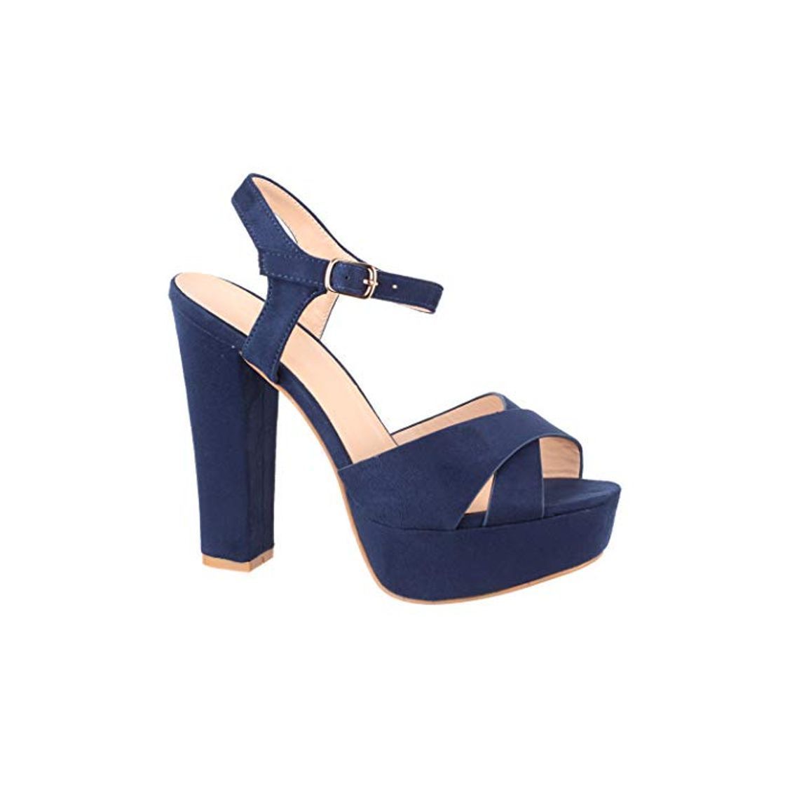Moda Elara Zapato de Tacón con Plataforma para Mujer Punta Abierta High Heels