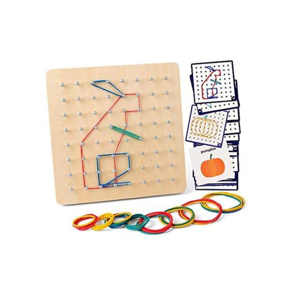 Product Coogam Geoboard de Madera con Tarjetas de Actividad y Bandas de Goma