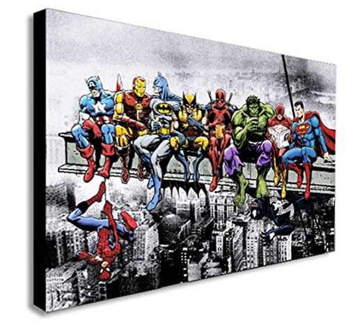 Marvel DC Comic Super Heroes - Lienzo enmarcado para pared