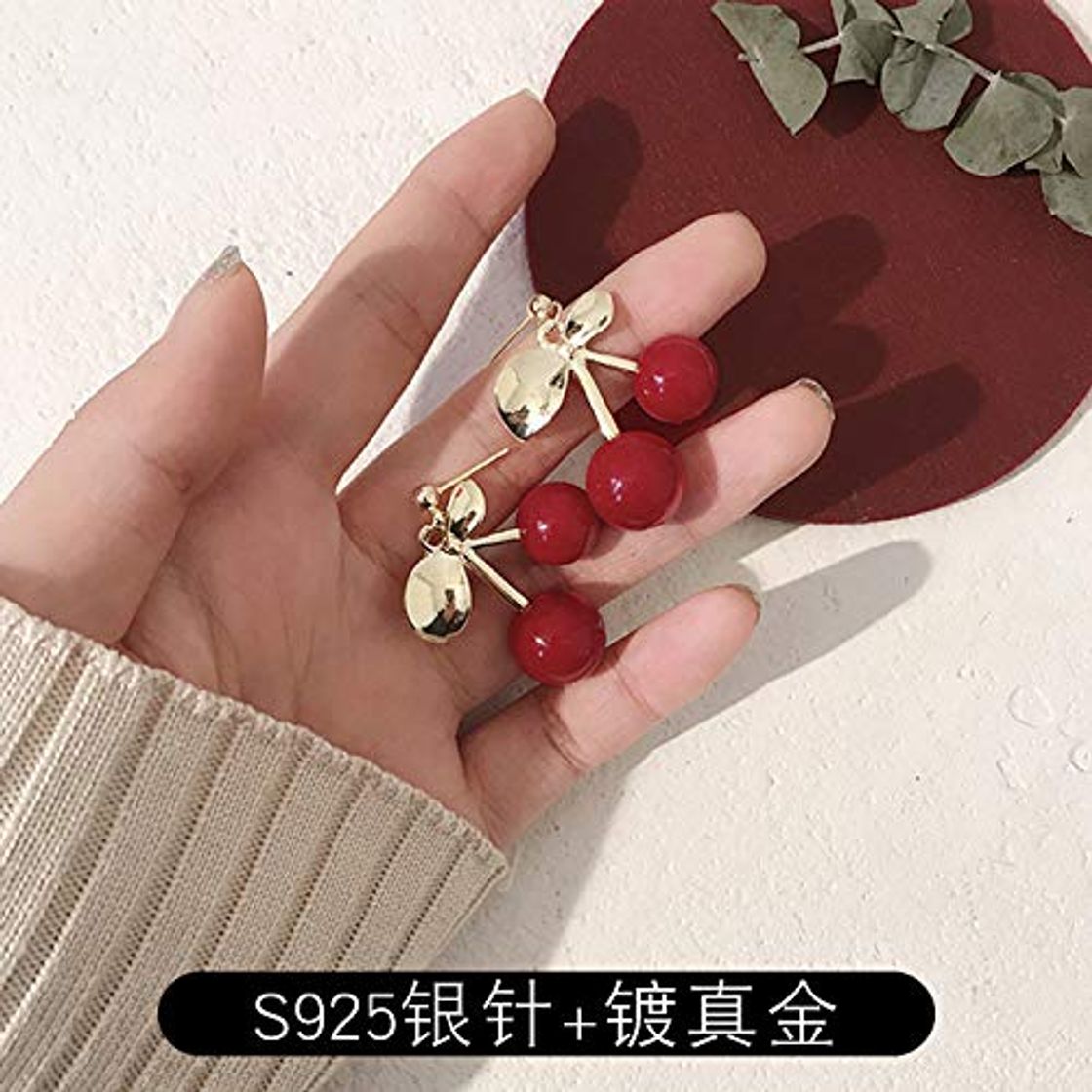 Social Chwewxi Lindos aretes Rojos Dulces pequeños de Cereza Aretes exquisitos Coreanos aretes