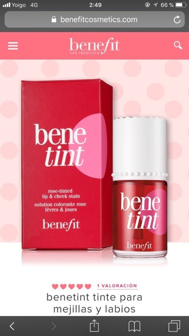 Beauty Benetint Rose, tinte para labios y mejillas, de Benefit