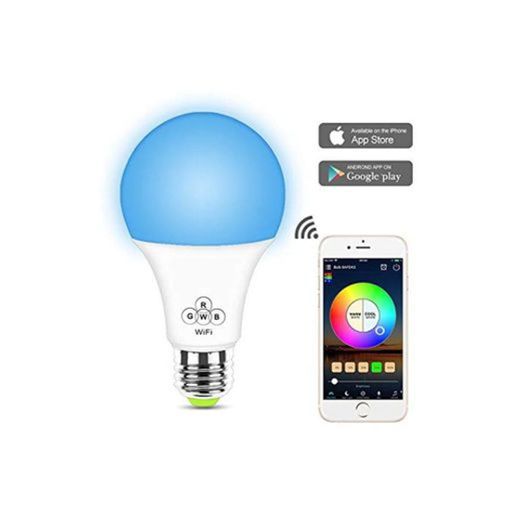 Glantop - Bombilla LED WiFi inteligente, compatible con Alexa, Google Assistant y