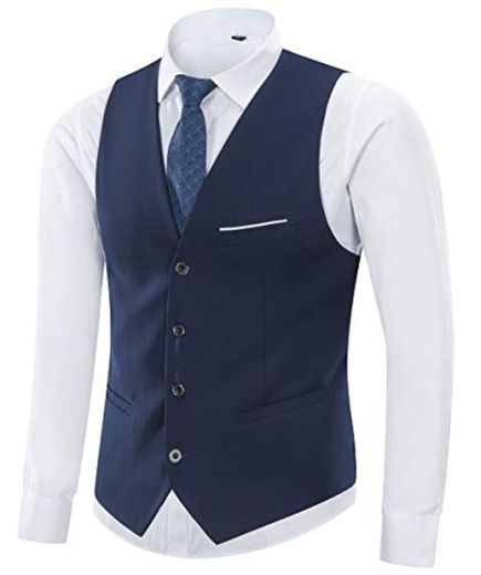 Yingqible Chaleco Hombre Casual Boda V-Cuello Traje Negocios con Botones Sin Mangas