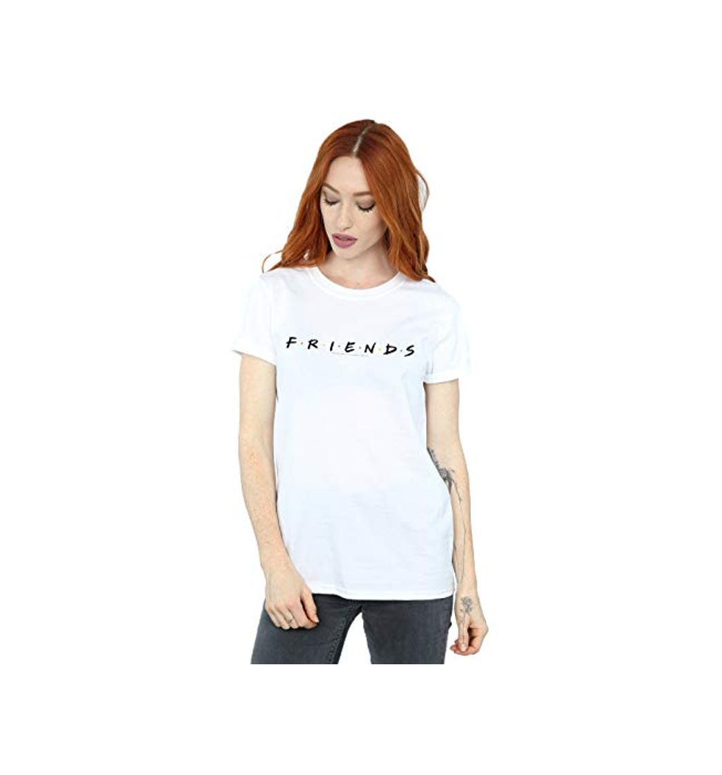 Product Friends Mujer Text Logo Camiseta del Novio Fit Blanco Large