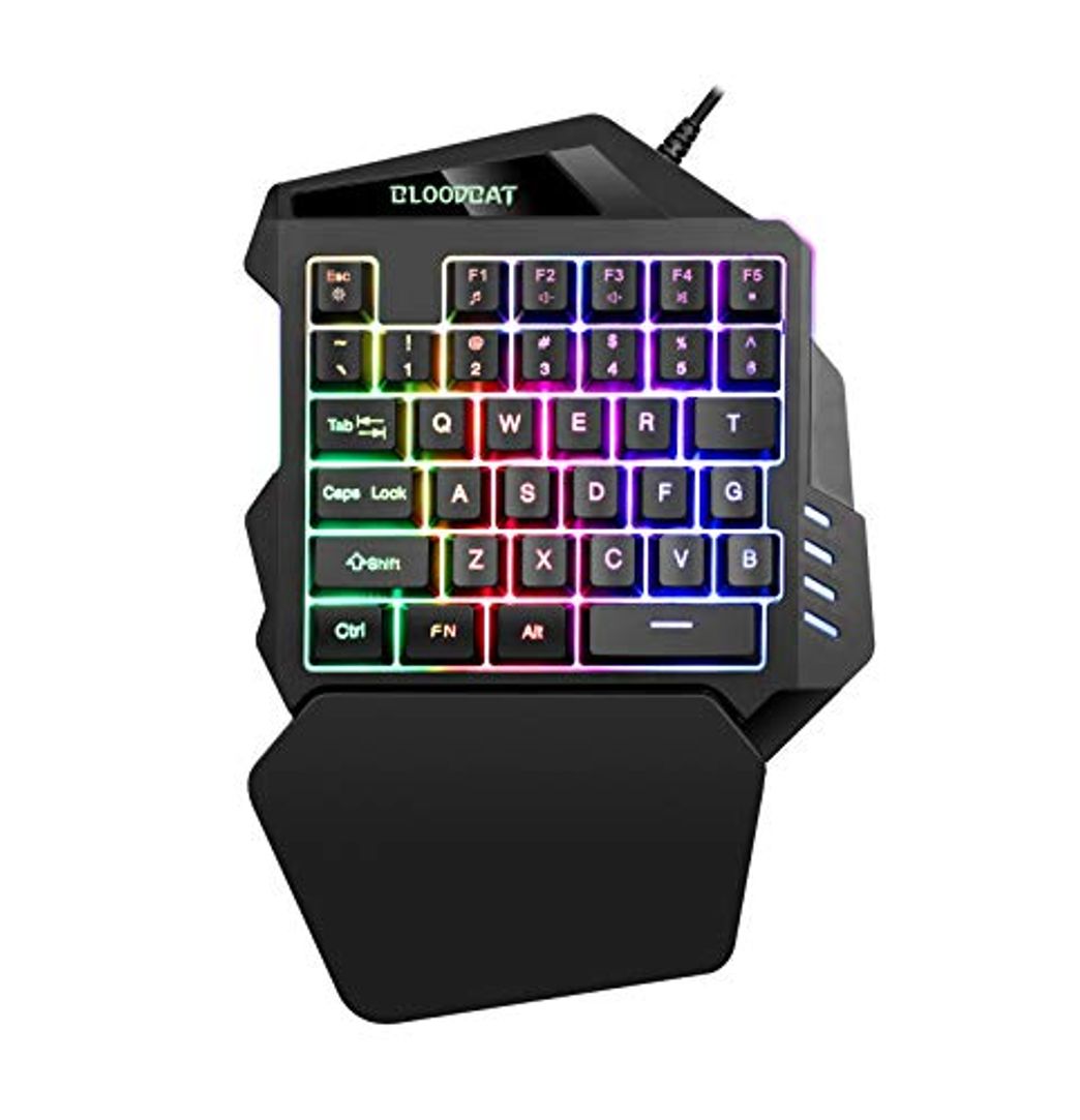 Electrónica iAmotus Teclado Gaming para Una Sola Mano Ergonomica Reposamanos Rainbow LED Retroiluminación