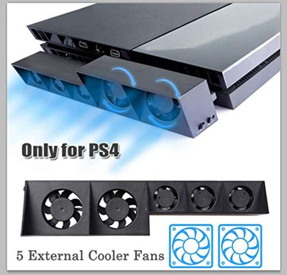 Product Ventilador de refrigeración PS4 Ventilador de refrigeración externo Super Turbo de 5 ventiladores USB con cable USB Negro para Sony Playstation 4 Consola de juegos