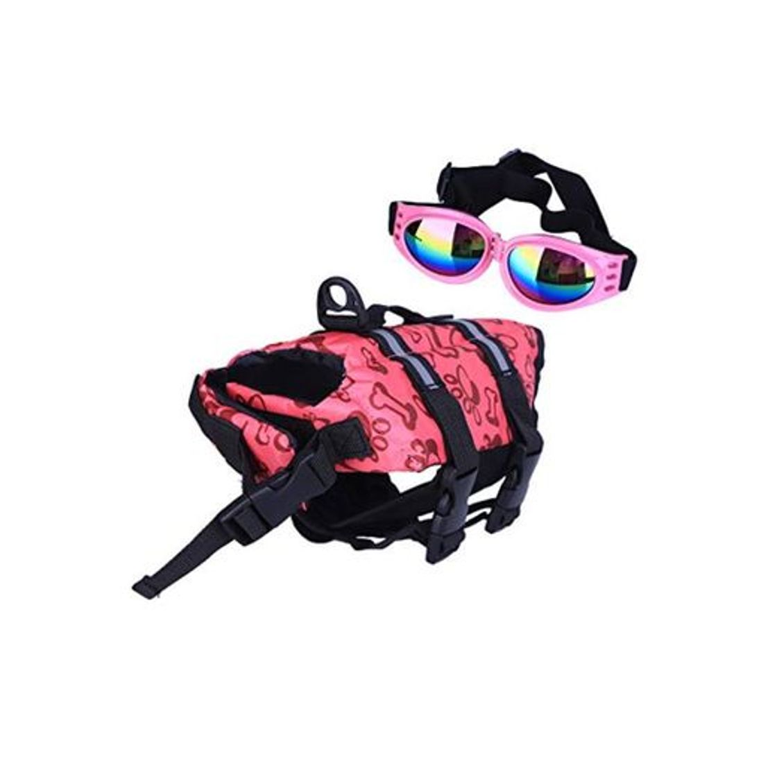 Social POPETPOP Mejor Salvavidas para Perros Salvavidas Ajustable Salvavidas Salvavidas Salvavidas con anteojos para Mascotas tamaño XS