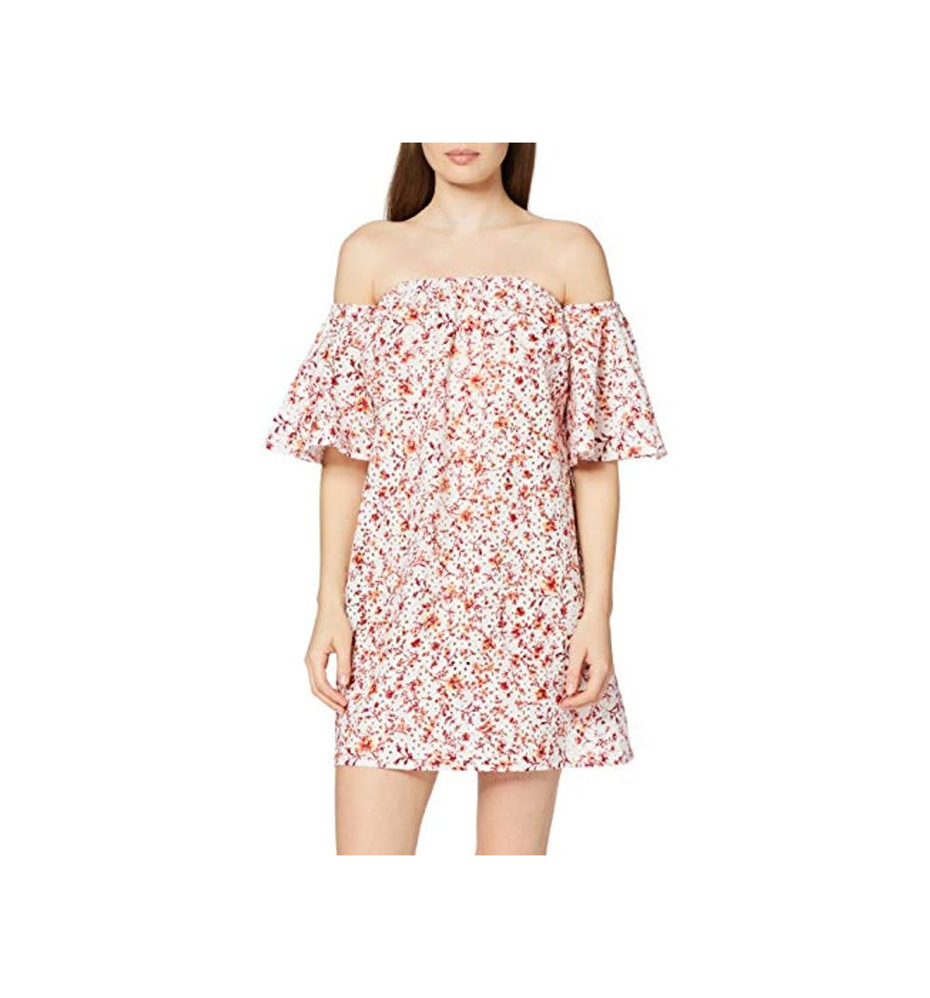 Fashion Marca Amazon - find. Vestido Corto con Hombros al Aire de Flores