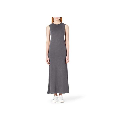 Marca Amazon - MERAKI Vestido Maxi Slim Fit de Algodón Mujer, Gris