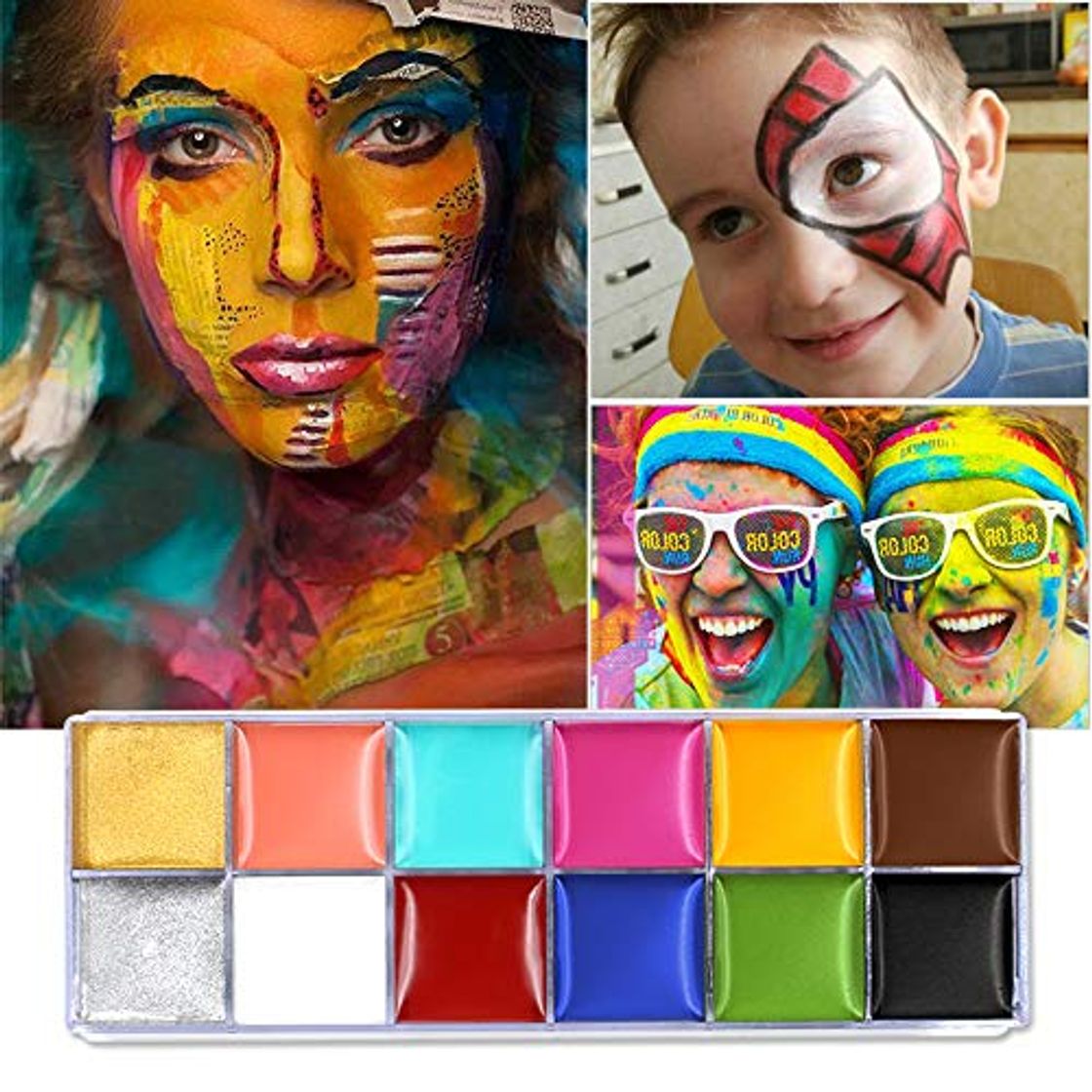 Social Cara Cuerpo Pintura Imagic marca Flash 12 colores caso Halloween Fancy Dress - Pintura al