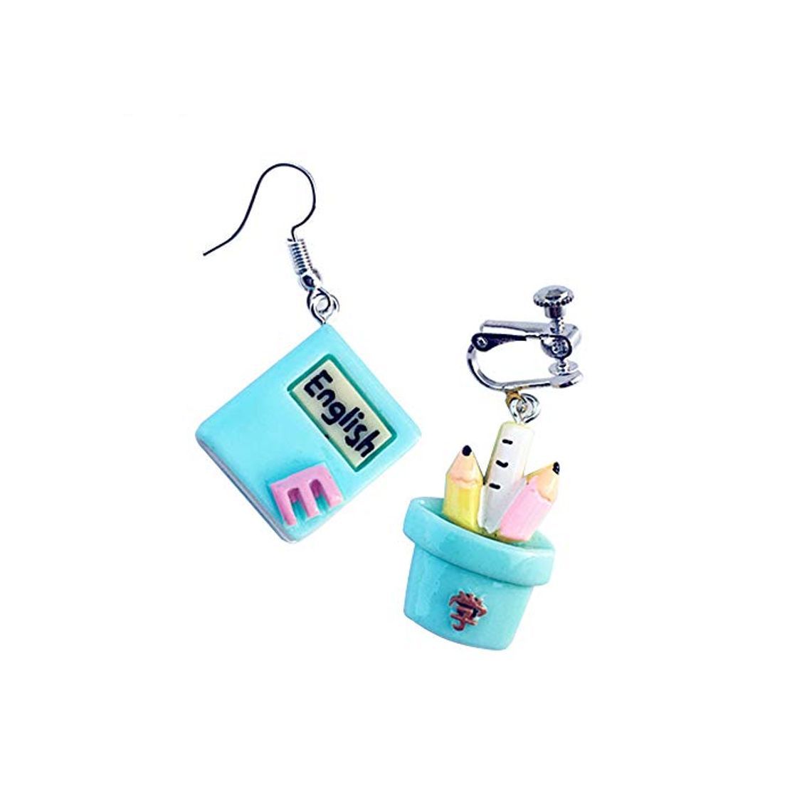 Social Reiko Gracioso Lindo Libro Y Lapicera Clip Azul Pendientes