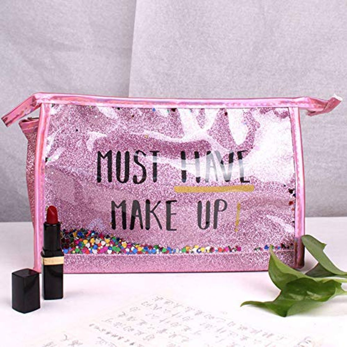 Fashion ZKYXZG Bolso de Cosméticos Lentejuelas Tienen Bolsa de cosméticos portátil Transparente Maquillaje Viaje Organizador de Almacenamiento Belleza Cremallera Mujeres Kit de Lavado Bolsa maquilla