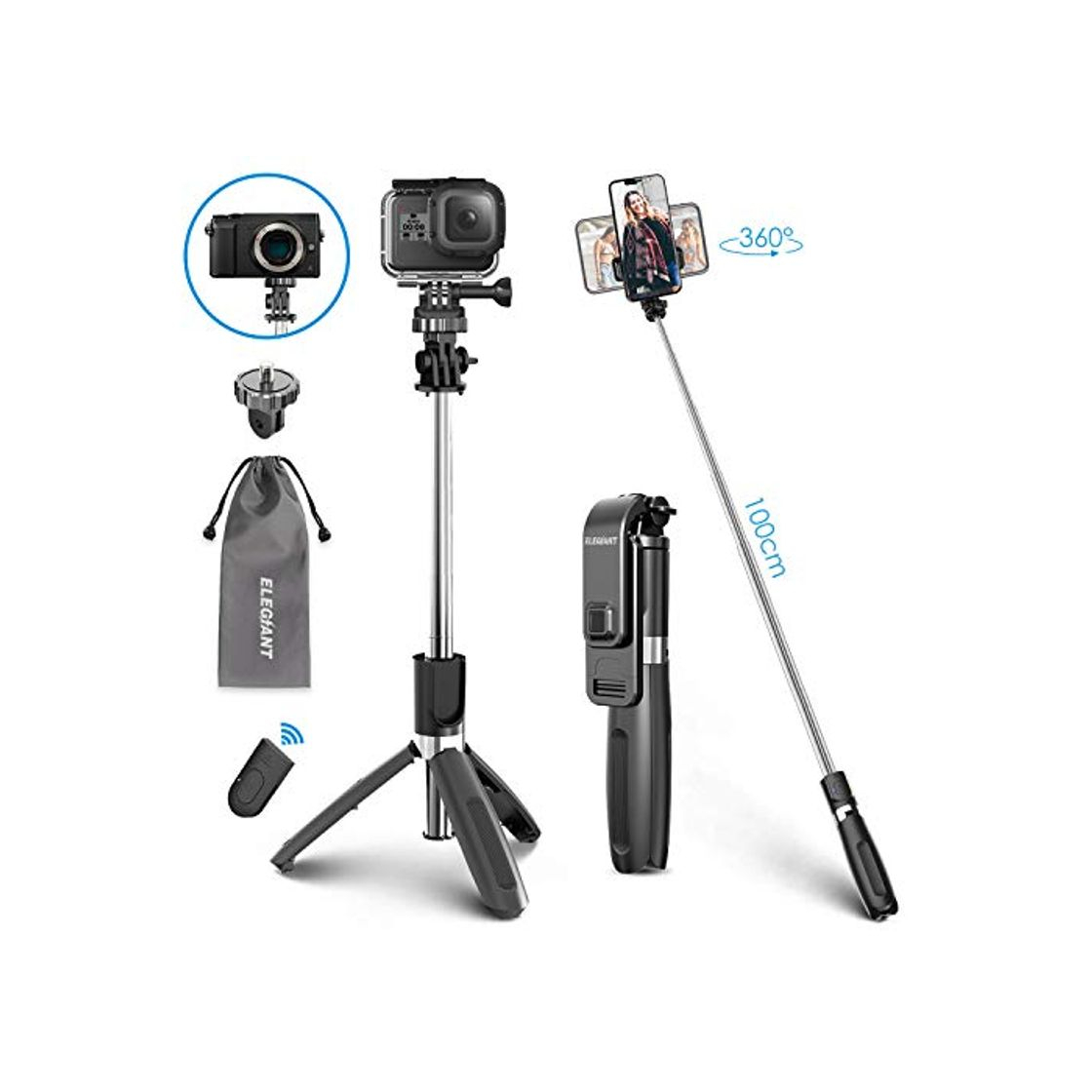 Electrónica ELEGIANT Palo Selfie Trípode Bluetooth Mini Stick Movil Deportivo Extensible de Control