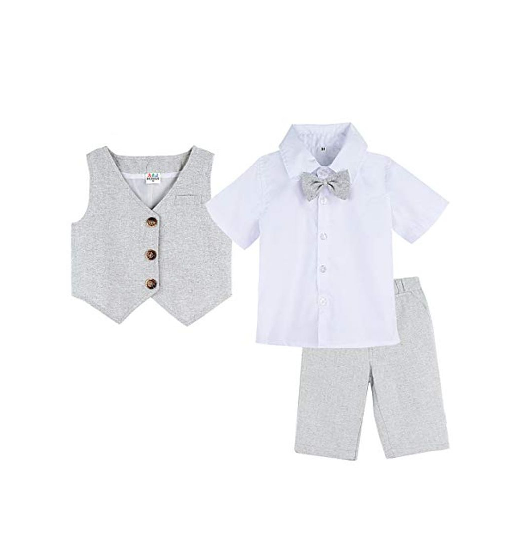 Moda mintgreen Traje Formal Bebé Niño Caballero Conjunto con Pajarita, 18-24 Meses, Gris