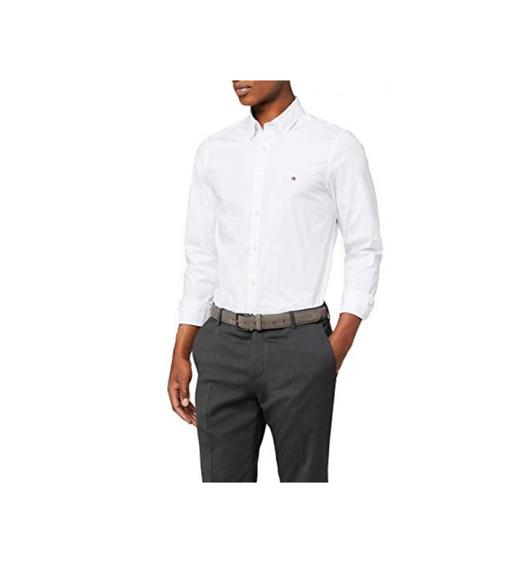 Social Tommy Hilfiger Core Stretch Slim Poplin Shirt Camisa, Blanco