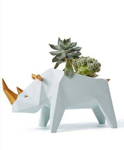 Rinoceronte figura decorativa jardinera de cactus 
