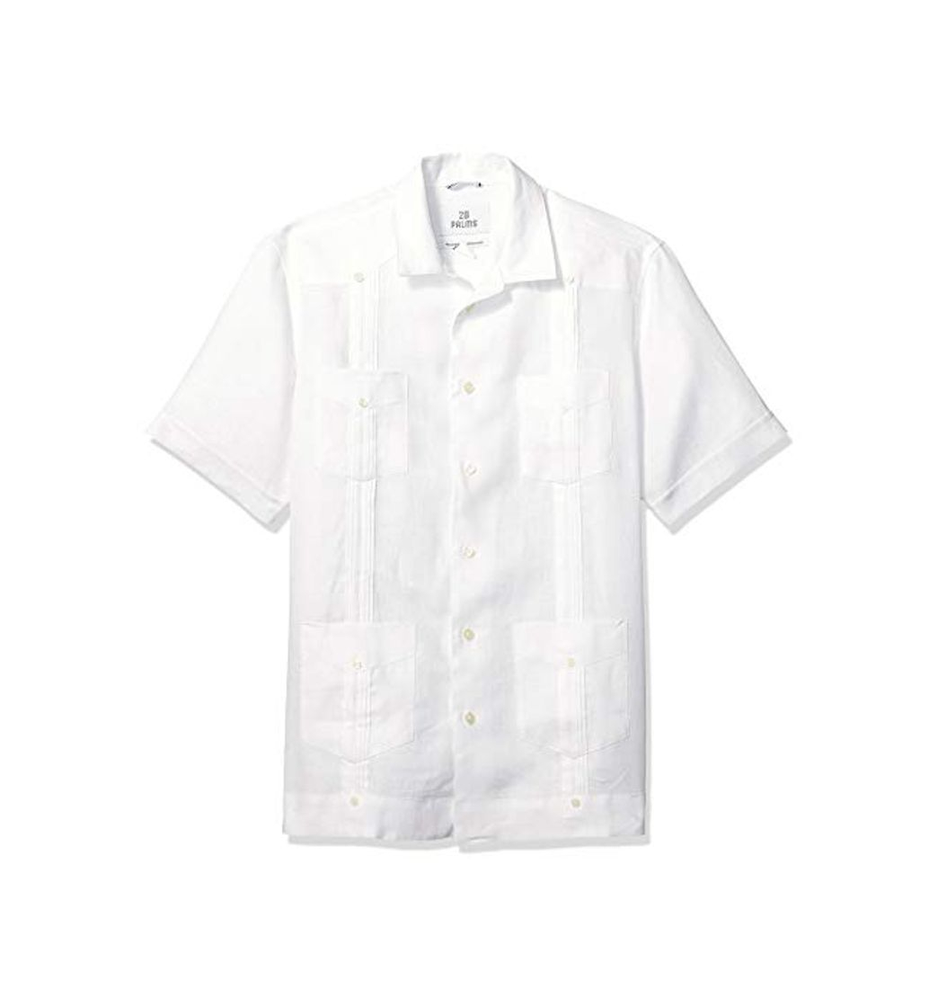 Moda Marca Amazon - 28 Palms – Camisa guayabera de 4 bolsillos, plisada,