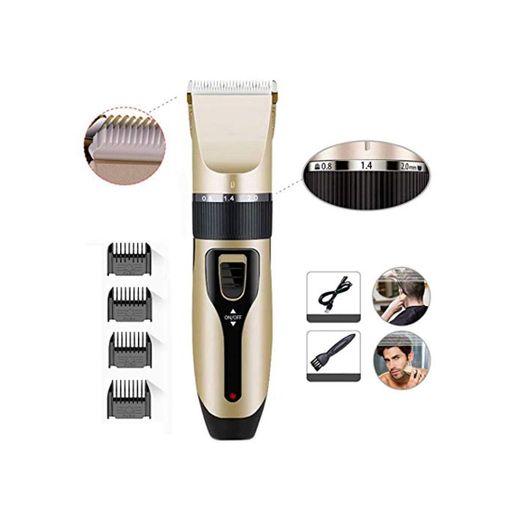 Cortapelos para hombres Kit de corte de cabello profesional Recortador de barba recargable eléctrico Afeitadora de barba para adultos Uso diario de viaje con cepillo de peine guía