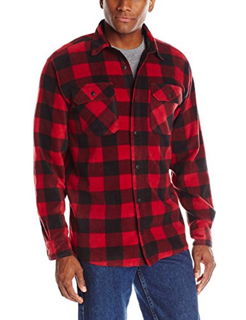 Fashion Wrangler Authentics Men's Long Sleeve Plaid Fleece Shirt