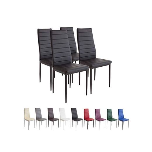 Albatros Milano - Set de 4 sillas de Comedor, Estructura metálica y