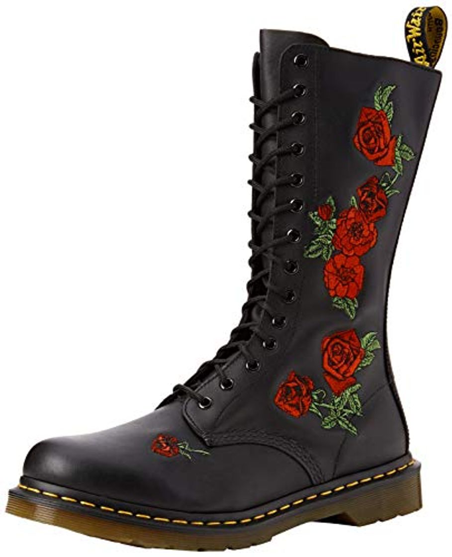 Moda Dr. Martens VONDA Embroidery Black - Botas de Agua para Mujer