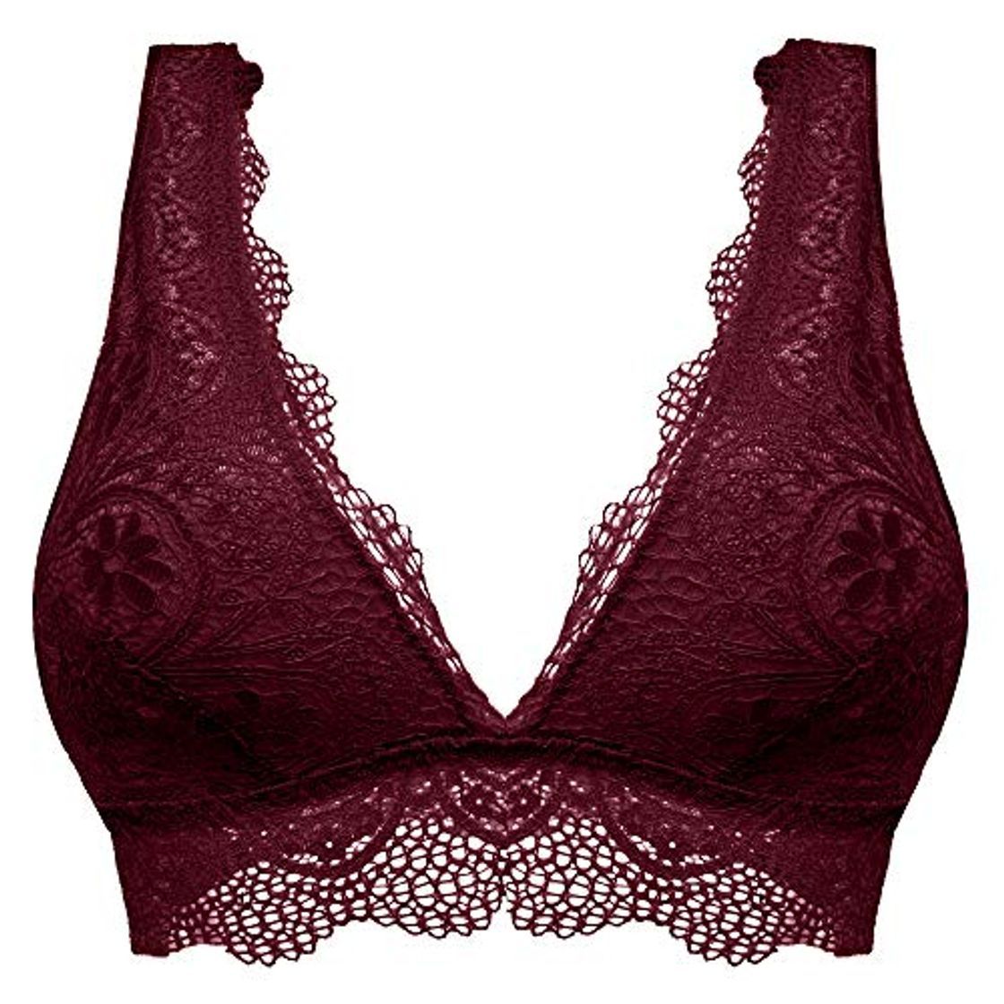 Moda YIANNA Mujer Sujetador Encaje Bralette Rojo sin Relleno Sexy Comfort Bra Tops