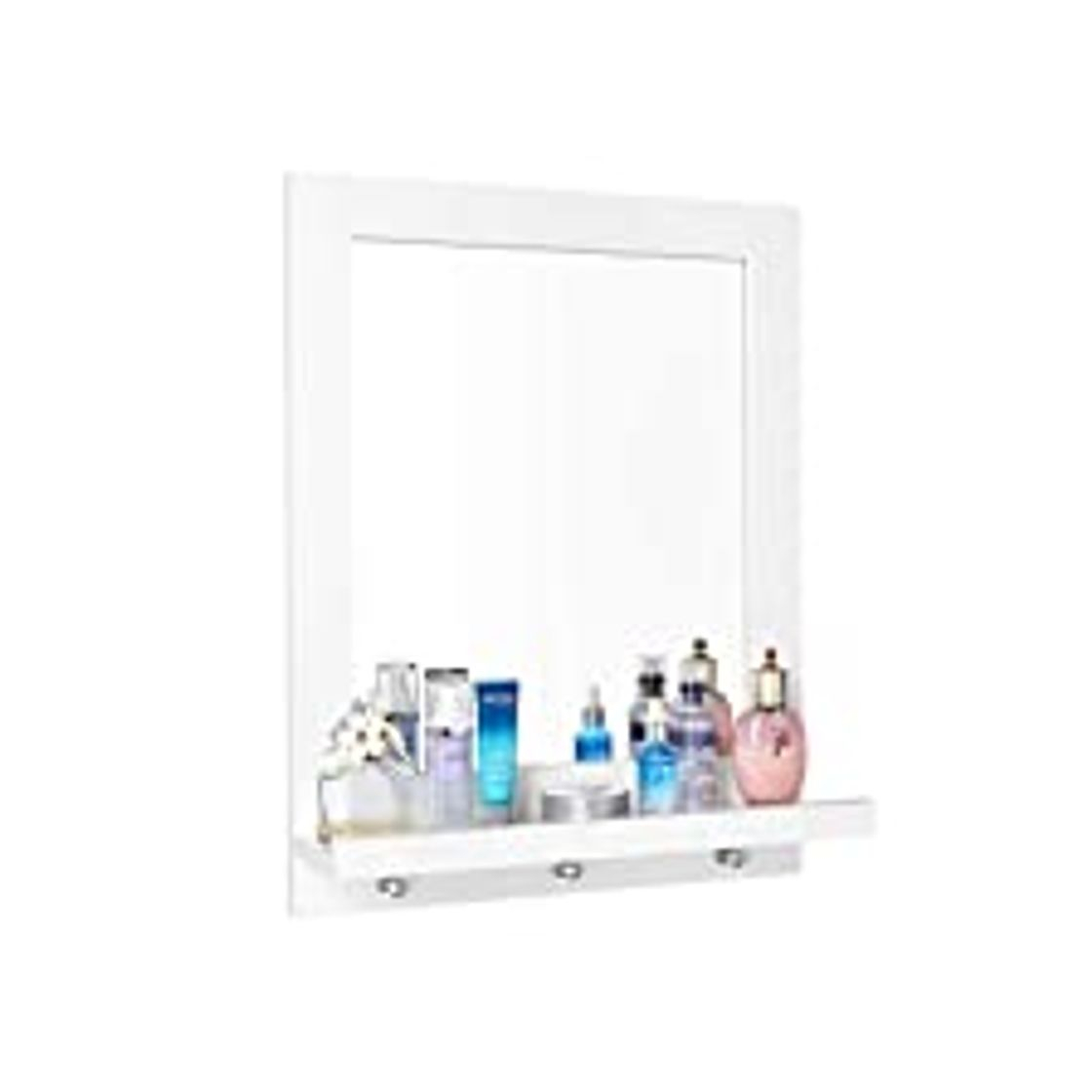 Social Homfa Espejo de Pared Espejo Baño Espejo Colgante para Dormitorio Baño Madera con 1 Balda Blanco 50X12X60cm
