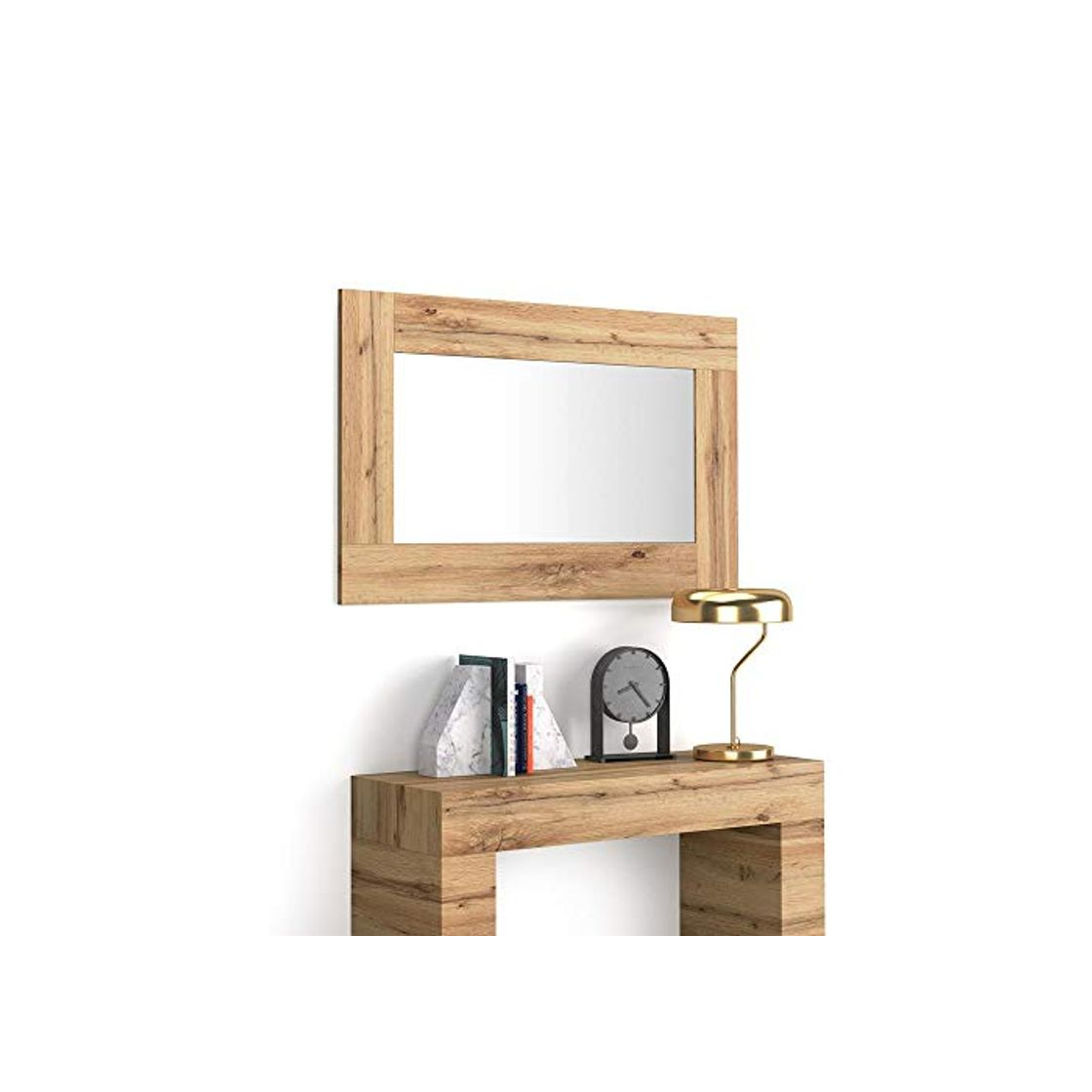 Social Mobili Fiver, Espejo de Pared Rectangular, Marco de Color Madera Rustica, Modelo