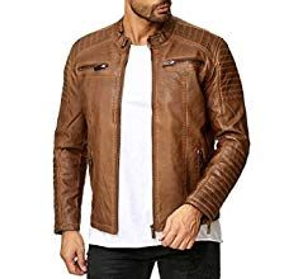 Social Red Bridge Chaqueta de Hombres Cuero Sintética