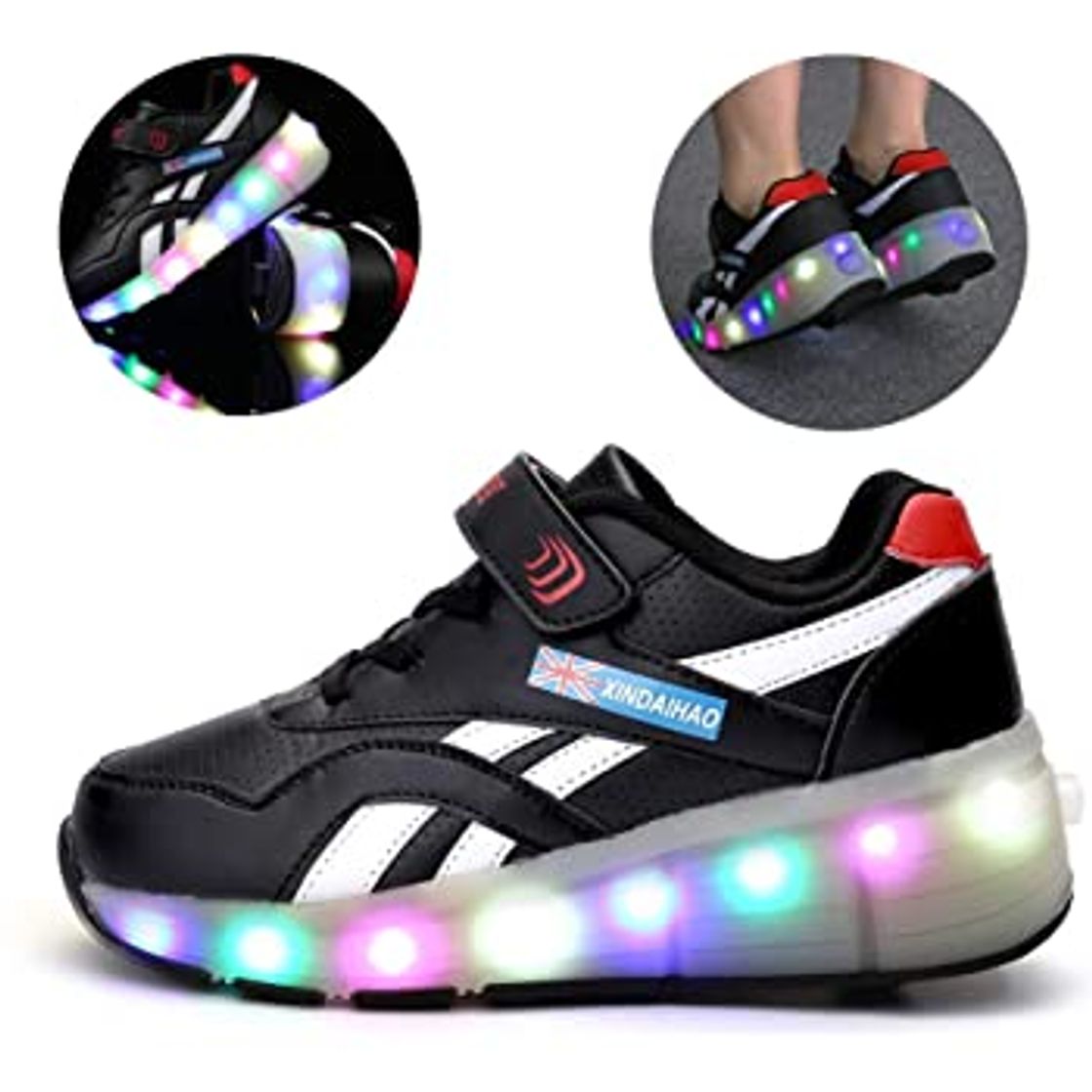 Fashion Automática Ruedas Ajustables LED Zapatillas con Luces Ruedas Zapatos de Skate Roller Deportivos Zapatos Luminosas Flash Patines Sneaker para Niños Niñas con USB Carga