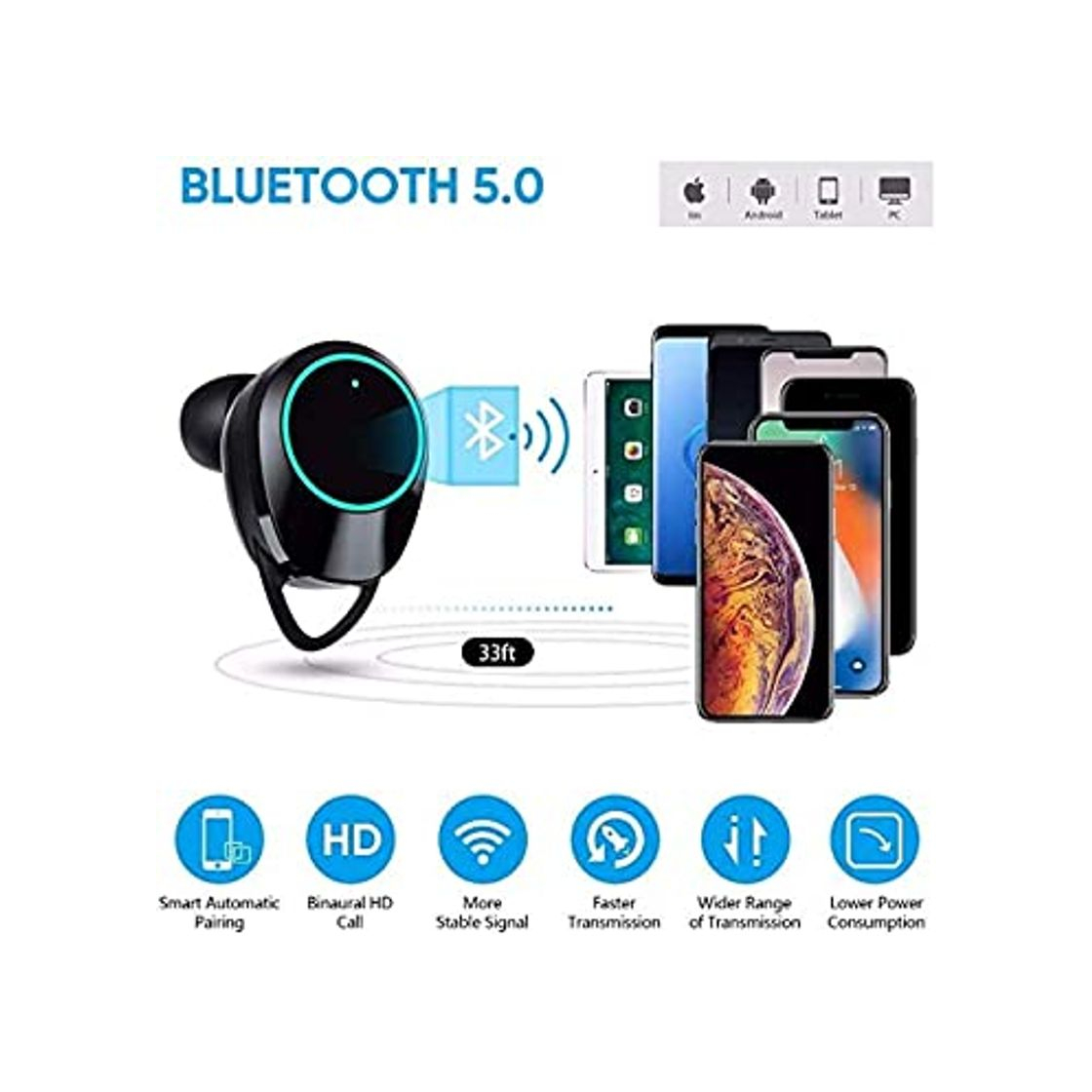 Electronic QZQKQ Bluetooth 5.0 auriculares auriculares inalámbricos