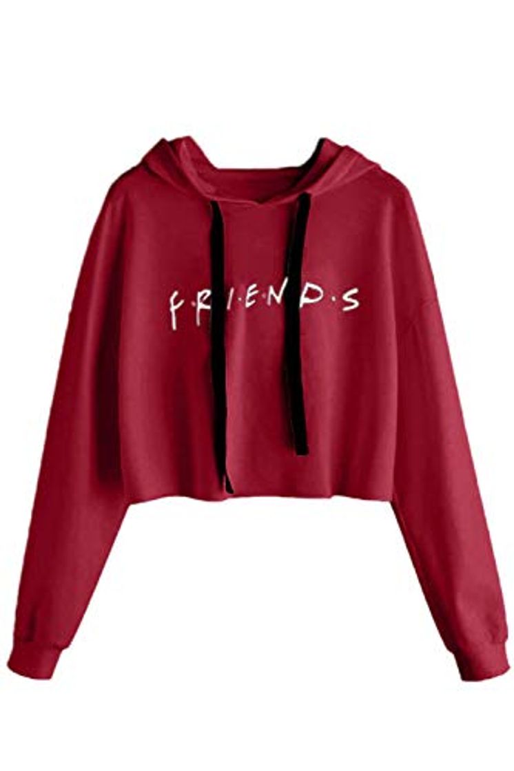 Fashion TIK Tok Sudadera con Capucha Corta Estampada de Letras Crop Top Manga Larga Mujer Camisetas Otoño Invierno Tunica Blusa Manga Larga Sueter Jersey Pullover Tricolor Hoodie Sweatshirt WYJY17BKRDS