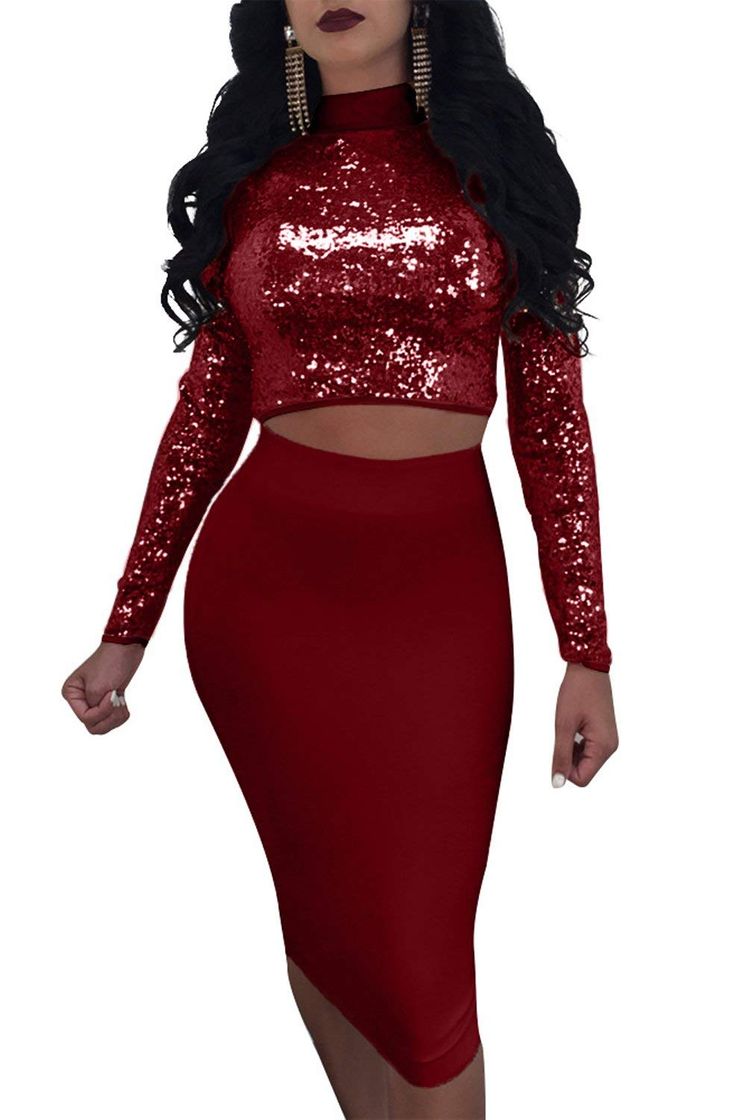 Social Mujer Crop Tops Y Bodycon Dos-Piezas Falda Verano Ropa de Fiesta Manga